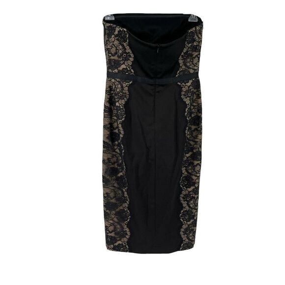 T Tadashi Dress Strapless Midi Length Black Lace Panels Designer US 8 Cocktail - Picture 2 of 9